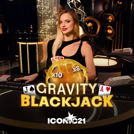 Gravity Blackjack live dealer game tile in the Spinsopotamia Casino lobby